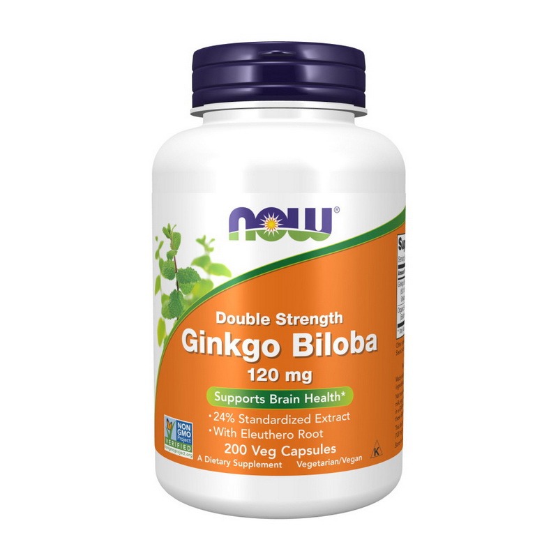 NOW Ginkgo Biloba 120 mg Double Strength 200 veg caps