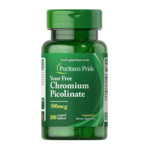 Puritan's Pride Chromium Picolinate 500 mcg Yeast Free 100 tablets