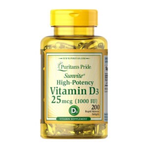 Puritan's Pride Vitamin D3 25 mcg (1000 IU) 200 softgels