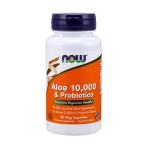 NOW Aloe 10,000 & Probiotics 60 veg caps