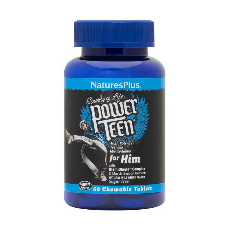 Natures Plus Power Teen for Him multivitamin 60 chew tabs wild berry