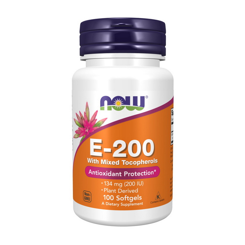 NOW E-200 (134 mg) With Mixed Tocopherols 100 softgels