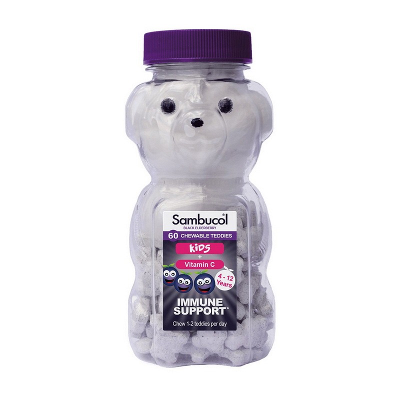 Sambucol Black Elderberry Chewable Teddies For Kids + Vitamin C 60 chew teddies